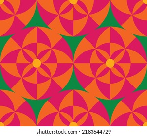 Abstract Hand Drawing Retro Optical Geometric Shapes Circles Seamless Vector Pattern Isolated Background