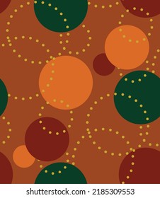 Abstract Hand Drawing Retro Polka Dots and Dashed Circles Seamless Vector Pattern Isolated Background