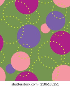 Fondo aislado de los puntos de polka retro de dibujo a mano y de los círculos rotos