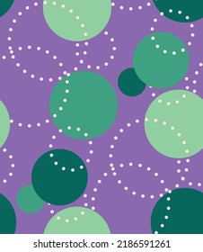 Abstract Hand Drawing Retro Polka Dots and Dashed Circles Seamless Vector Pattern Isolated Background