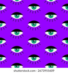 Abstrato Desenho de Mão Retro Pop Art Olhos Sem Costura Vetor Padrão Isolado Fundo 