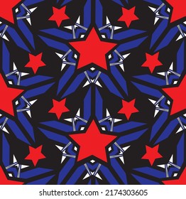 Abstract Hand Drawing Retro Stars Tile Seamless Vector Pattern Isolated Background