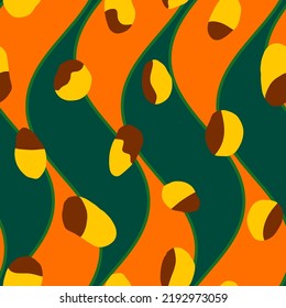 Abstract Hand Drawing Retro Vertical Wavy Stripes and Random Dots Geometric Shapes Seamless Vector Pattern Isolated Background