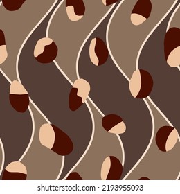 Abstract Hand Drawing Retro Vertical Wavy Stripes and Random Dots Geometric Shapes Seamless Vector Pattern Isolated Background