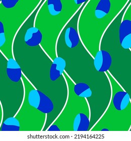 Abstract Hand Drawing Retro Vertical Wavy Stripes and Random Dots Geometric Shapes Seamless Vector Pattern Isolated Background