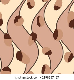 Abstract Hand Drawing Retro Vertical Wavy Stripes and Random Dots Geometric Shapes Seamless Vector Pattern Isolated Background