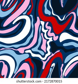 Abstract Hand Drawing Retro Wavy Stripes Brush Strokes Seamless Vector Pattern Isolated Background