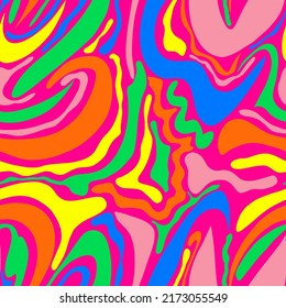 Abstract Hand Drawing Retro Wavy Stripes Brush Strokes Seamless Vector Pattern Isolated Background