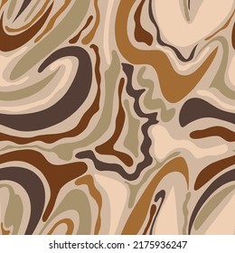 Abstract Hand Drawing Retro Wavy Stripes Brush Strokes Seamless Vector Pattern Isolated Background