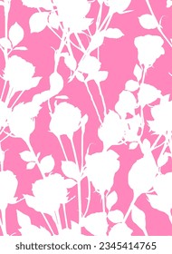 Resumen Dibujo a mano Buds de rosa Bouquets y deja siluetas patrón vectorial sin soldadura fondo aislado
