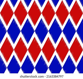 Abstract Hand Drawing Scribble Geometric Grid Tile Diamond Argyle Shapes Seamless Vector Pattern Isolated Background