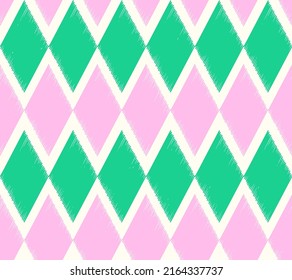 Abstract Hand Drawing Scribble Geometric Grid Tile Diamond Argyle Shapes Seamless Vector Pattern Isolated Background