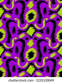 Abstract Hand Drawing Scribbling Bohemian Ikat Ethnic Tribal Geometric Shapes Seamless Vector Pattern Isolated Background