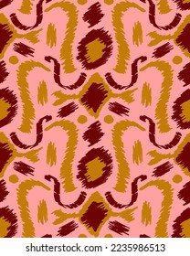 Abstract Hand Drawing Scribbling Bohemian Ikat Ethnic Tribal Geometric Shapes Seamless Vector Pattern Isolated Background