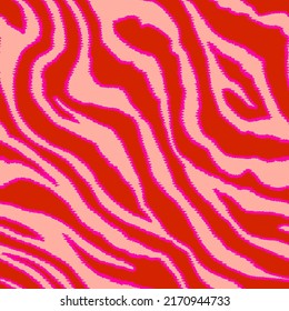 Abstract Hand Drawing Seamless Diagonal Zebra Tiger Stripes with Stitch Strokes Vector Pattern