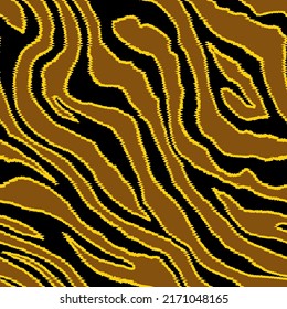Abstract Hand Drawing Seamless Diagonal Zebra Tiger Stripes with Stitch Strokes Vector Pattern