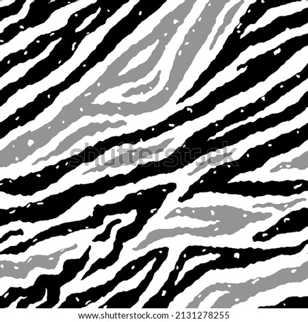 Abstract Hand Drawing Seamless Diagonal Zebra Tiger Stripes with Stains and Dots Vector Pattern Isolated Background