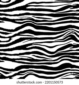 Abstract Hand Drawing Seamless Horizontal Zebra Tiger Stripes Vector Pattern