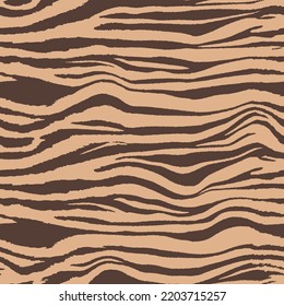 Abstract Hand Drawing Seamless Horizontal Zebra Tiger Stripes Vector Pattern