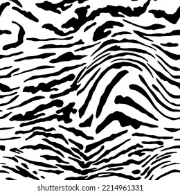 Abstract Hand Drawing Seamless Wavy Liquid Zebra Tiger Stripes Vector Pattern