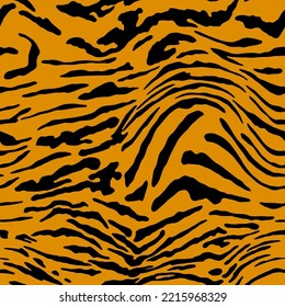 Abstract Hand Drawing Seamless Wavy Liquid Zebra Tiger Stripes Vector Pattern