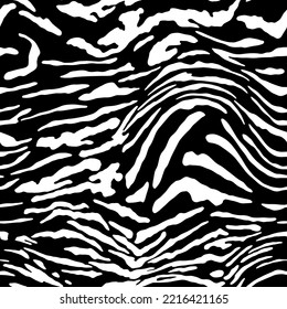 Abstraktes Handziehen Nahtlose Wavy Liquid Zebra Tiger Streifen Vektormuster