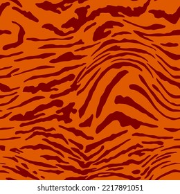 Abstract Hand Drawing Seamless Wavy Liquid Zebra Tiger Stripes Vector Pattern