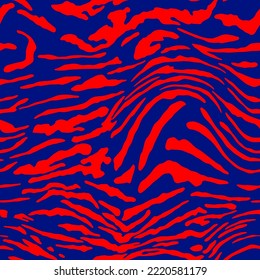Abstract Hand Drawing Seamless Wavy Liquid Zebra Tiger Stripes Vector Pattern