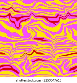 Abstracto Dibujo Mano Sin Marea Wavy Láquido Tigre Cebra Tiras Vector Patrón Fondo Aislado