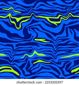 Abstracto Dibujo Mano Sin Marea Wavy Láquido Tigre Cebra Tiras Vector Patrón Fondo Aislado