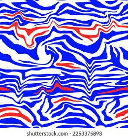 Abstract Hand Drawing Seamless Wavy Liquid Zebra Tiger Stripes Vector Pattern Isolated Background