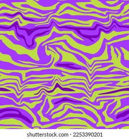 Abstracto Dibujo Mano Sin Marea Wavy Láquido Tigre Cebra Tiras Vector Patrón Fondo Aislado