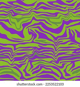 Abstracto Dibujo Mano Sin Marea Wavy Láquido Tigre Cebra Tiras Vector Patrón Fondo Aislado
