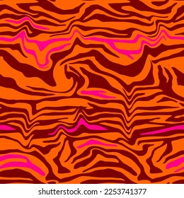 Abstract Hand Drawing Seamless Wavy Liquid Zebra Tiger Stripes Vector Pattern Isolated Background
