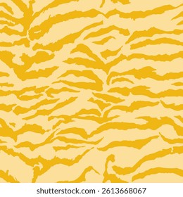 Abstract Hand Drawing Seamless Wavy Zebra Tiger Stripes Vector Pattern Isolated Background