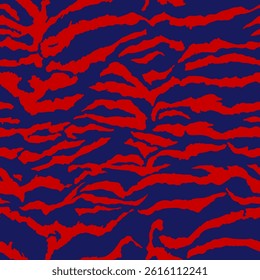 Abstract Hand Drawing Seamless Wavy Zebra Tiger Stripes Vector Pattern Isolated Background