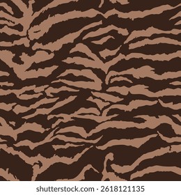 abstrakte Handzeichnung nahtlose wellige Zebra Tiger Streifen Vektormuster einzeln auf Hintergrund