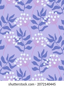 Abstract Hand Drawing Simple Tropical Exotic Leaves with Chrysanthemum Flowers Seamless Vector Pattern Isolated Background 