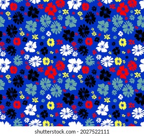 Abstraktes Handzeichnen kleiner, roter Blumen Nahtloses Vektormuster, isolierter Hintergrund