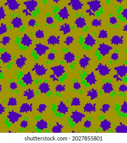 Abstract Hand Drawing Small Ditsy Flowers and Leaves Seamless Vector Pattern Isolated Background 