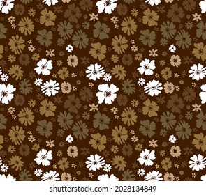Dibujo manual abstracto de pequeñas flores de rosca patrón vectorial sin soldadura fondo aislado