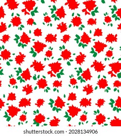 Dibujo manual abstracto de pequeñas flores de rosca y deja un patrón vectorial sin soldadura fondo aislado 
