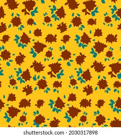 Dibujo manual abstracto de pequeñas flores de rosca y deja un patrón vectorial sin soldadura fondo aislado 