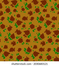 Abstract Hand Drawing Small Ditsy Flowers and Leaves Seamless Vector Pattern Isolated Background 