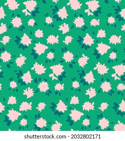 Dibujo manual abstracto de pequeñas flores de rosca y deja un patrón vectorial sin soldadura fondo aislado 
