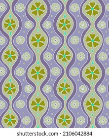 Abstract Hand Drawing Spiral Lines and Flowers Seamless Vector Pattern Isolated Background
