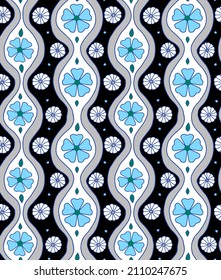 Fondo aislado de las líneas de espiral de dibujo manual y de las flores
