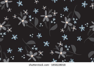 Abstrakte Handzeichnung Frühlingsblumen und Blätter Wiederholung Vektormuster einzeln auf Hintergrund