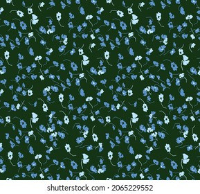 Abstract Hand Drawing Spring Ditsy Flowers Branches Seamless Vector Pattern Isolated Background