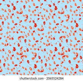 Abstract Hand Drawing Spring Ditsy Flowers Branches Seamless Vector Pattern Isolated Background
